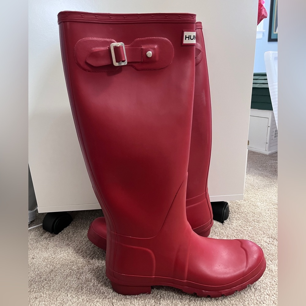 Tall red hunter boots size 9